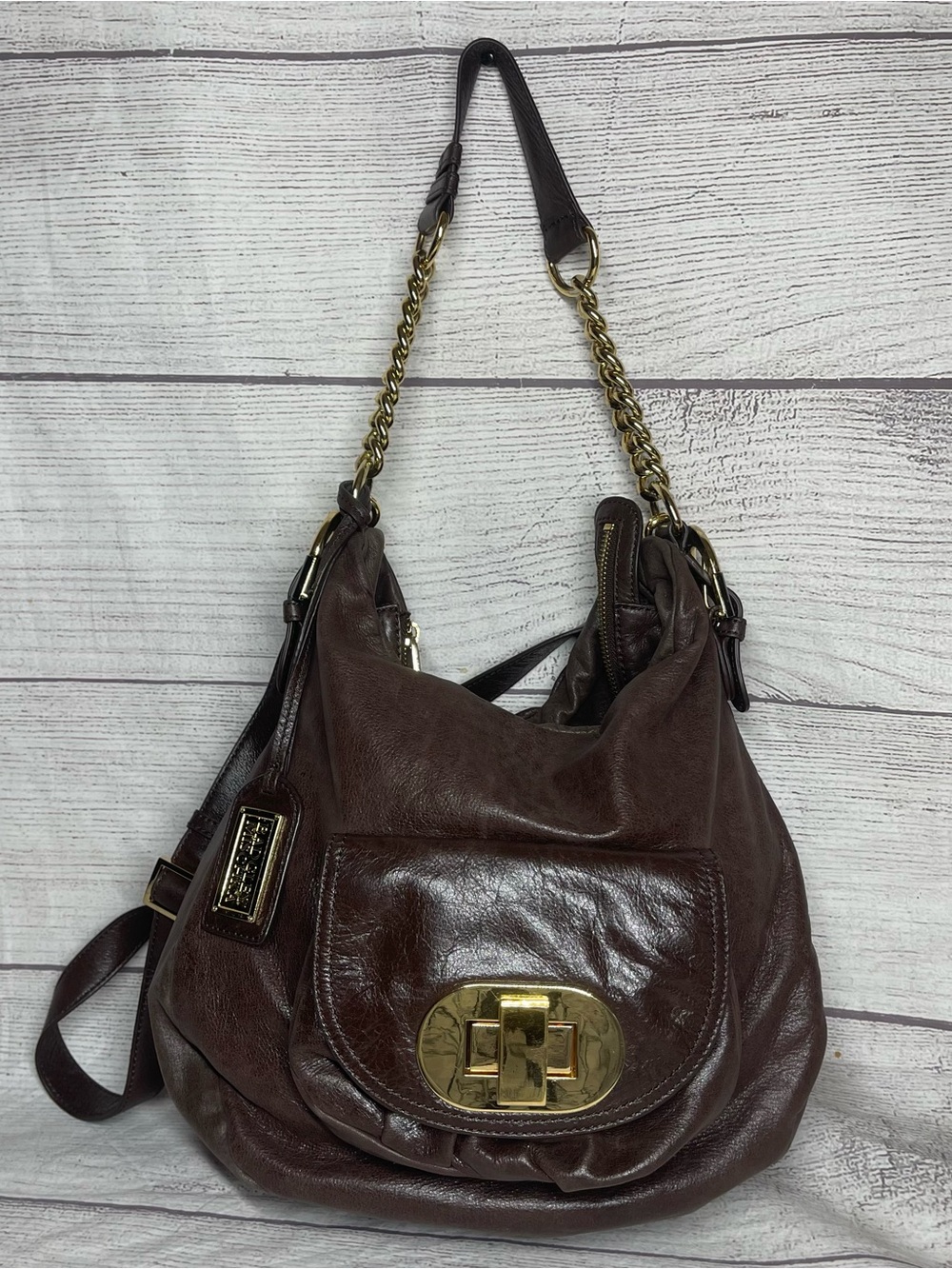 Badgley Mischka Connie Hobo Soft Leather Shoulder Crossbody Bag Purse